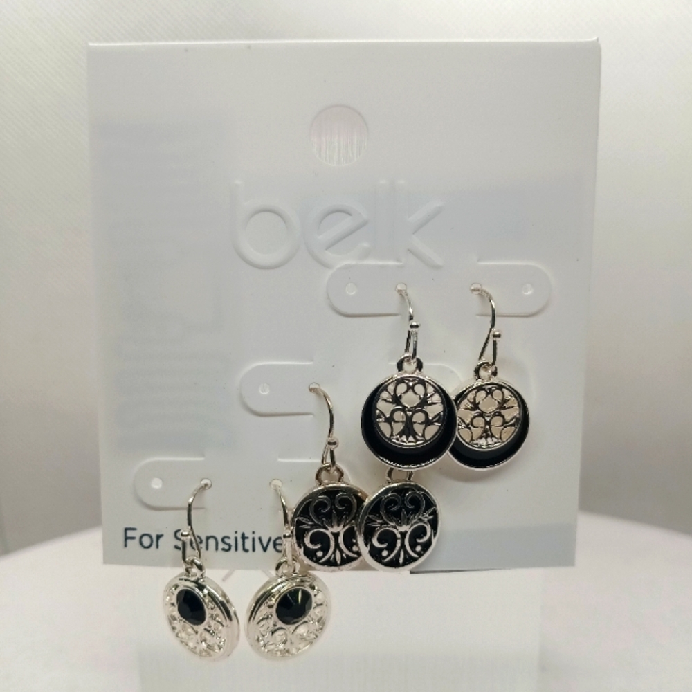 Belk 3-Pairs Earrings Set Silver Tone